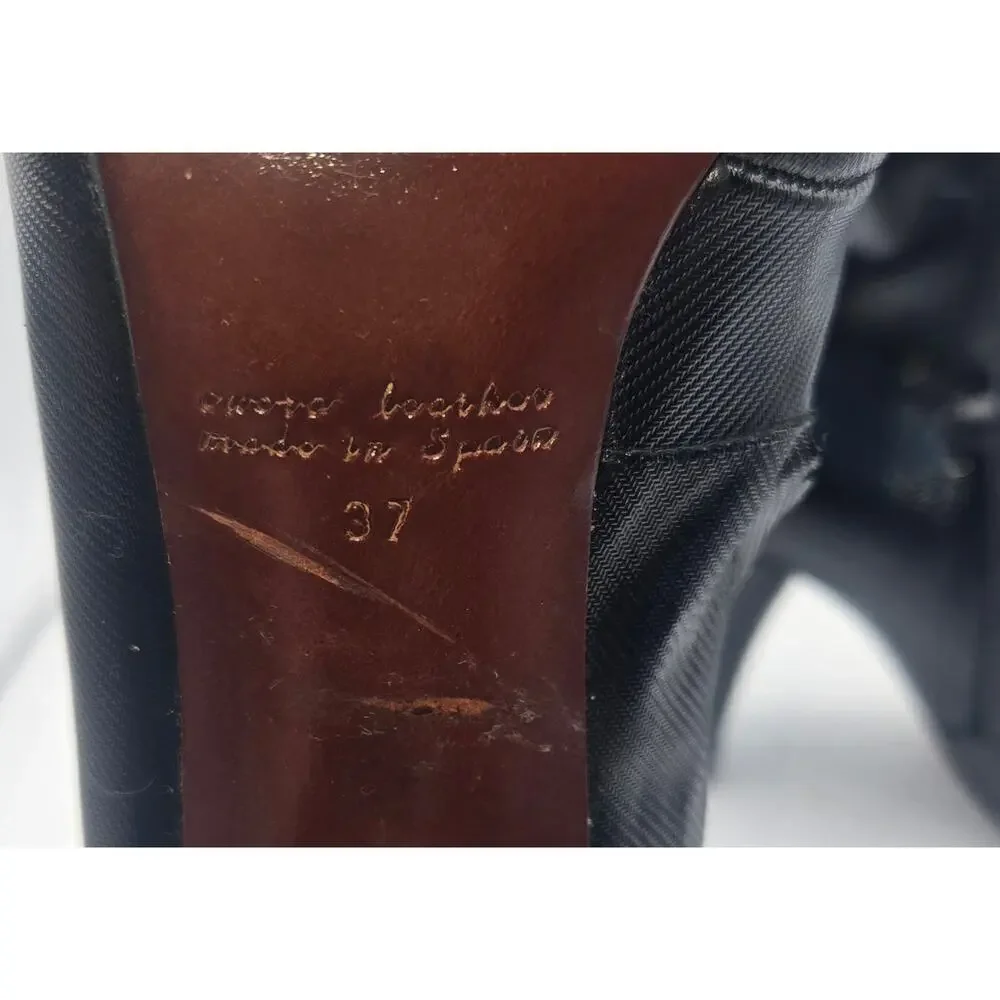 Vintage Chie Mihara Black Cut Out Ladies Leather Boots Size 37- US Size 6.5